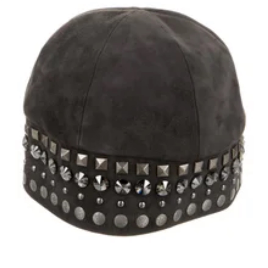 Miu Miu Suede Beanie Hat With Stones And Embellishments